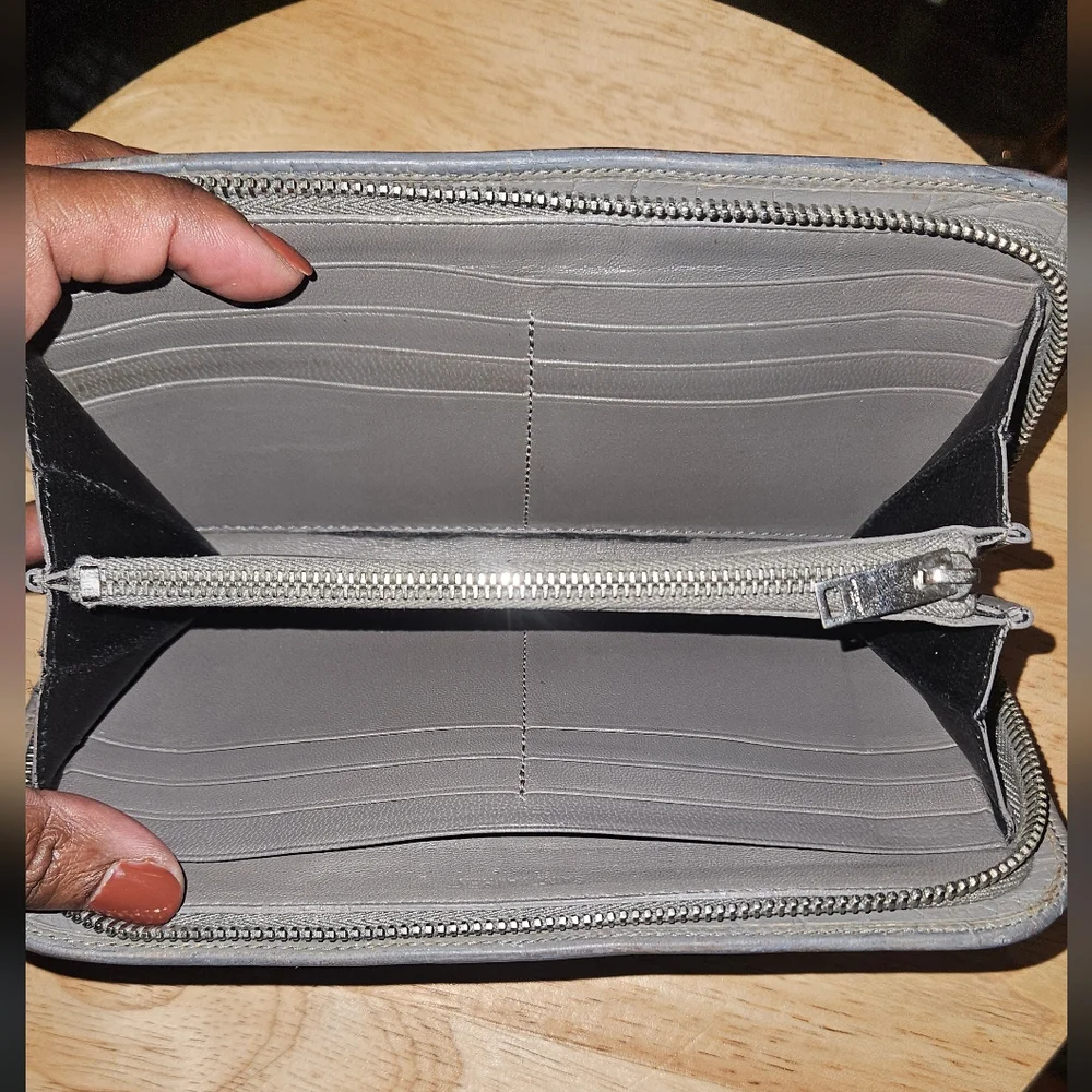 Saint Laurent Gray Croc-Embossed Zip Around Wallet - Picture 5 of 6